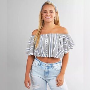 Angie off-the-shoulder crop top